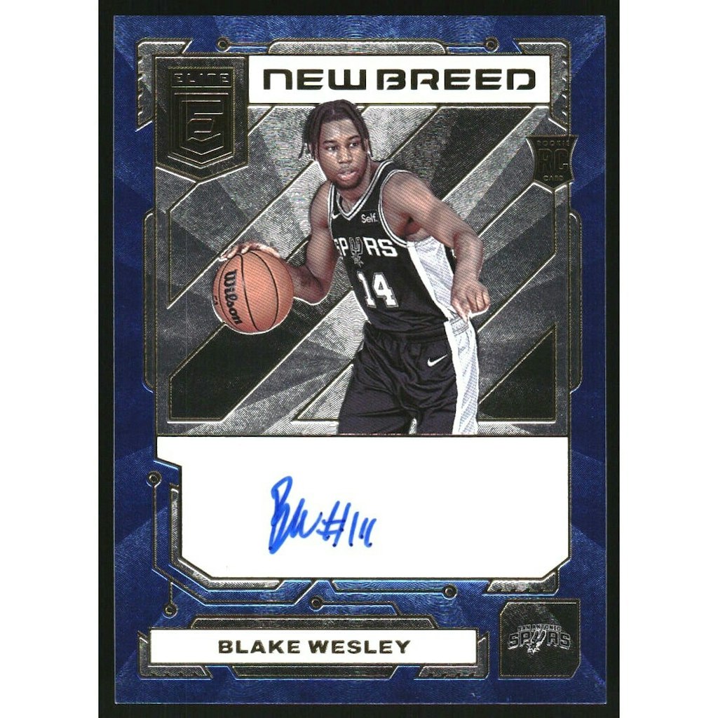 Blake Wesley 2022-23 Elite New Breed Blue Autograph Card: $22.50 Blake Wesley 2022-23 Elite New Breed Blue Autograph Card: $22.50