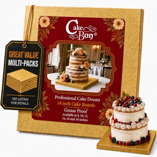 Cakebon 14-Inch Gold Square Cake Drum: $8.53 Cakebon 14-Inch Gold Square Cake Drum: $8.53