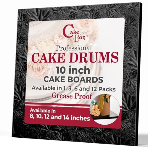 Cakebon 10-Inch Black Square Cake Drums 3-Pack: $15.07