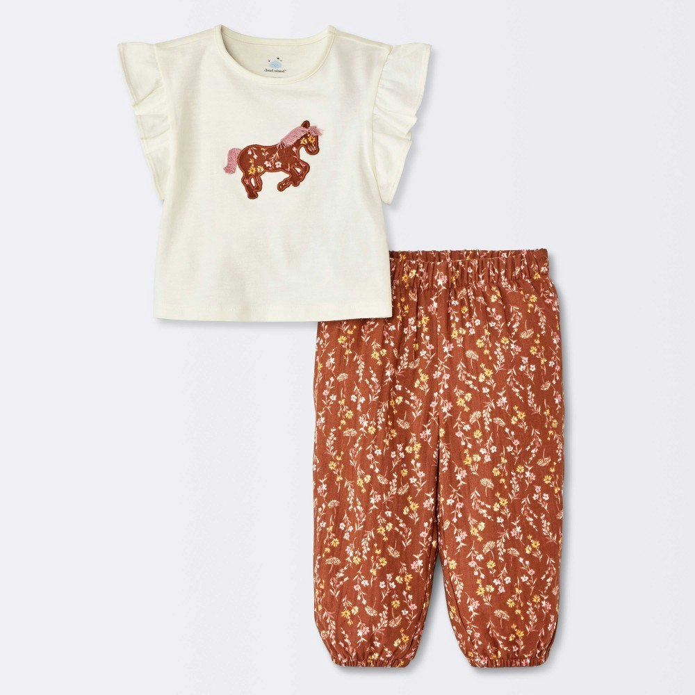 Baby Girls' Pony Short Sleeve and Floral Pants Set 24M: $14 Baby Girls' Pony Short Sleeve and Floral Pants Set 24M: $14