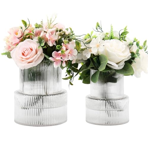 Yanwe1 Ribbed Glass Vase 2-Pack: $33.98