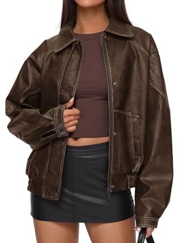 Prettygarden Women's Oversized Faux Leather Jacket: $36.54 Prettygarden Women's Oversized Faux Leather Jacket: $36.54