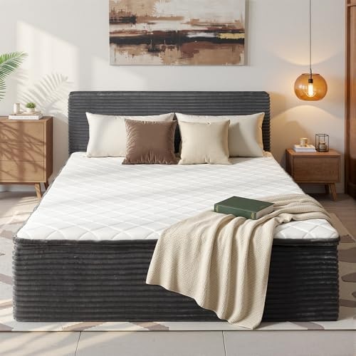 Queen Size Upholstered Bed Frame with Headboard: $339.12