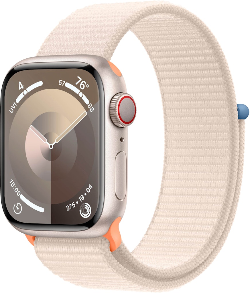 Apple Watch Series 9 GPS + Cellular 41mm Starlight Aluminum Case with Sport Loop: $399.99 Apple Watch Series 9 GPS + Cellular 41mm Starlight Aluminum Case with Sport Loop: $399.99