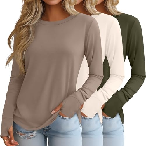 Huukeay Women's Long Sleeve Cotton Thumb Hole Shirt 3-Pack: $33.99 Huukeay Women's Long Sleeve Cotton Thumb Hole Shirt 3-Pack: $33.99
