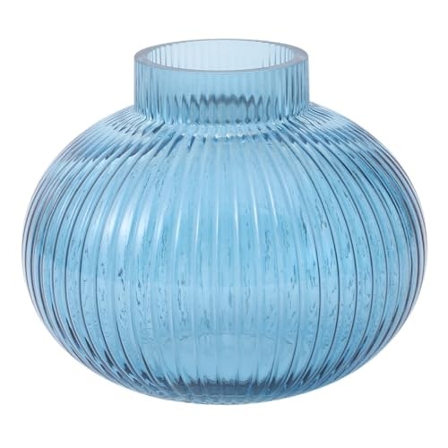 Yanwe1 6-Inch Ribbed Blue Glass Vase: $28.04