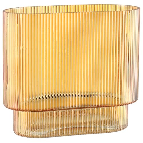 Yanwe1 7-Inch Ribbed Amber Glass Vase: $25.48