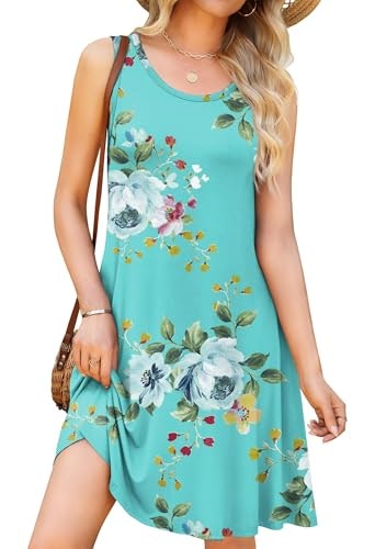Weaczzy Women's Sleeveless Floral T-Shirt Dress: $14.98