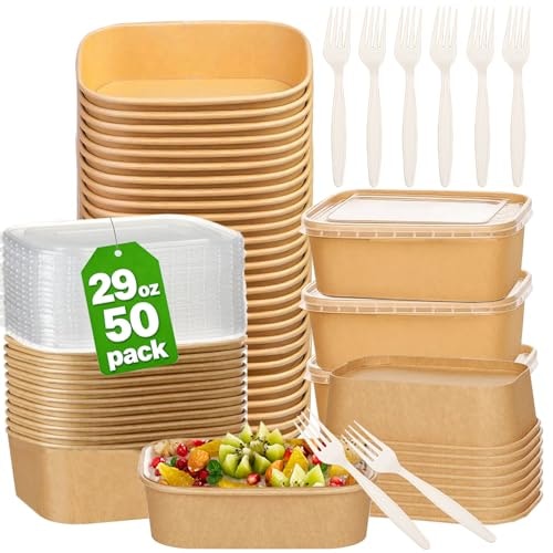 Artuxer 29oz Disposable Kraft Paper Meal Prep Containers with Lids and Forks 50-Pack: $25.18 Artuxer 29oz Disposable Kraft Paper Meal Prep Containers with Lids and Forks 50-Pack: $25.18