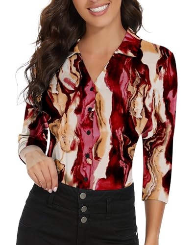 Soneven Women's 3/4 Sleeve V-Neck Polo Shirt: $24.64 Soneven Women's 3/4 Sleeve V-Neck Polo Shirt: $24.64