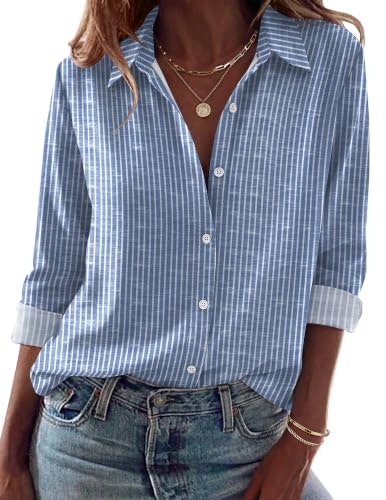 Zeagoo Women's Striped Button Down Long Sleeve Shirt: $9.98 Zeagoo Women's Striped Button Down Long Sleeve Shirt: $9.98