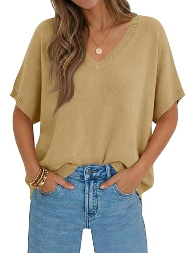 Saodimallsu Women's Oversized V-Neck Knit Sweater: $24.63