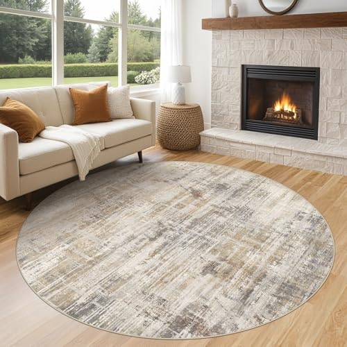 Uermei 6-Foot Round Abstract Area Rug: $49.99