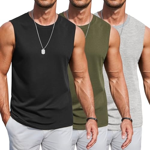 Coofandy Men's Cut Off Muscle Tank Top 3-Pack: $19.99
