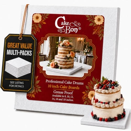 Cakebon 10-Inch White Square Cake Drums 3-Pack: $16.08 Cakebon 10-Inch White Square Cake Drums 3-Pack: $16.08