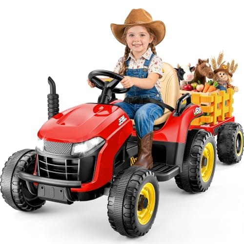 Arbeli 12V 7Ah Kids Ride-On Tractor with Trailer and Remote Control: $159.98 Arbeli 12V 7Ah Kids Ride-On Tractor with Trailer and Remote Control: $159.98