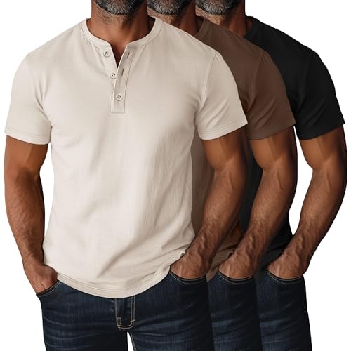 Ficerd Men's Big and Tall Henley Shirts 3-Pack: $33.99 Ficerd Men's Big and Tall Henley Shirts 3-Pack: $33.99