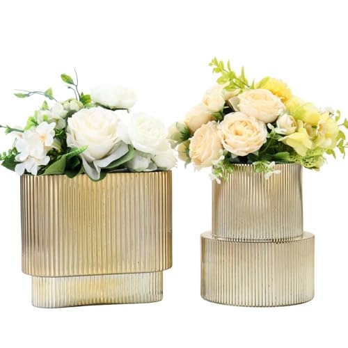 Yanwe1 Ribbed Glass Vases 2-Pack: $39.94