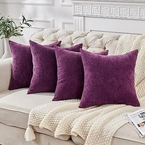 Gawamay 18"x18" Chenille Square Throw Pillow Covers 4-Pack: $22.09