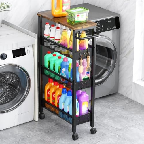 Vivihomety 4-Tier Slim Rolling Utility Cart: $29.96 Vivihomety 4-Tier Slim Rolling Utility Cart: $29.96