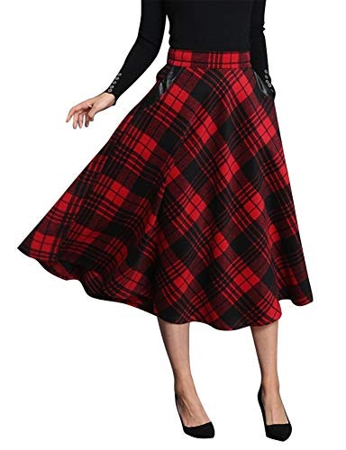Women's High Waisted Red Plaid Holiday Skirt: $36.53 Women's High Waisted Red Plaid Holiday Skirt: $36.53