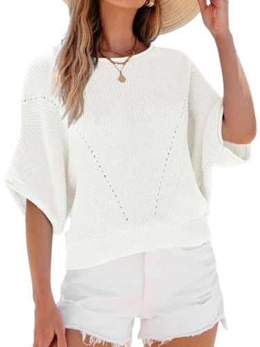 Saodimallsu Women's Batwing Sleeve Knit Crew Neck Pullover: $24.96