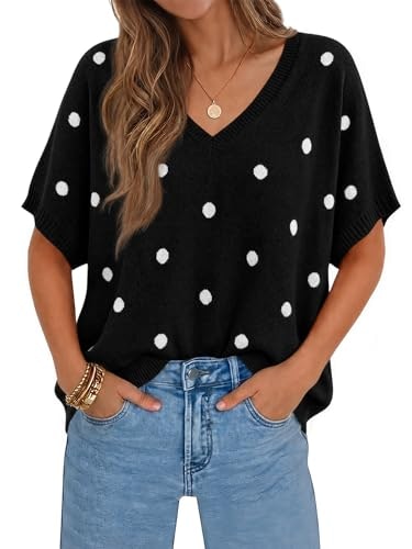 Saodimallsu Women's Oversized V-Neck Knit Pullover: $25.49