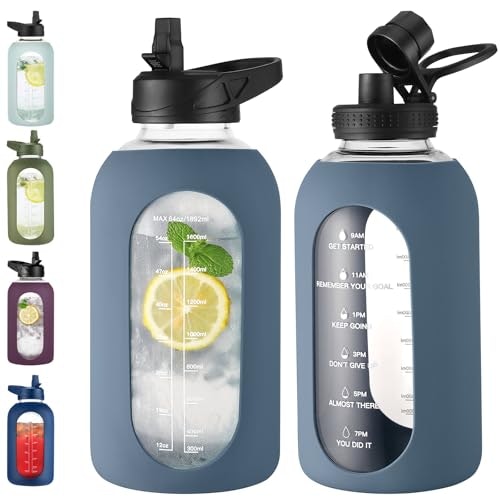 Ealgro 64-ounce Glass Water Bottle with Straw: $22.94
