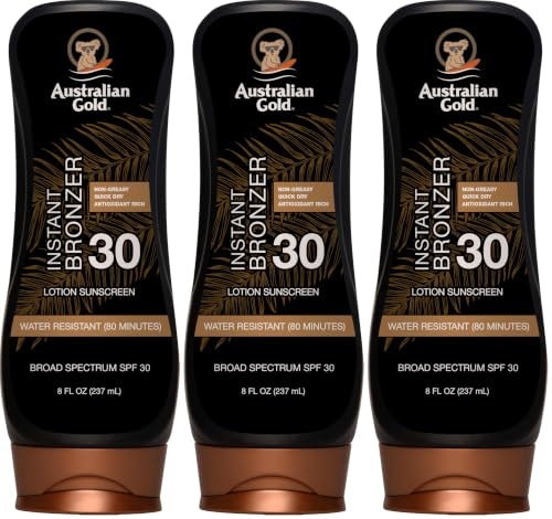 Australian Gold SPF 30 Sunscreen Lotion with Instant Bronzer 8-fl-oz 3-Pack: $29.67 Australian Gold SPF 30 Sunscreen Lotion with Instant Bronzer 8-fl-oz 3-Pack: $29.67