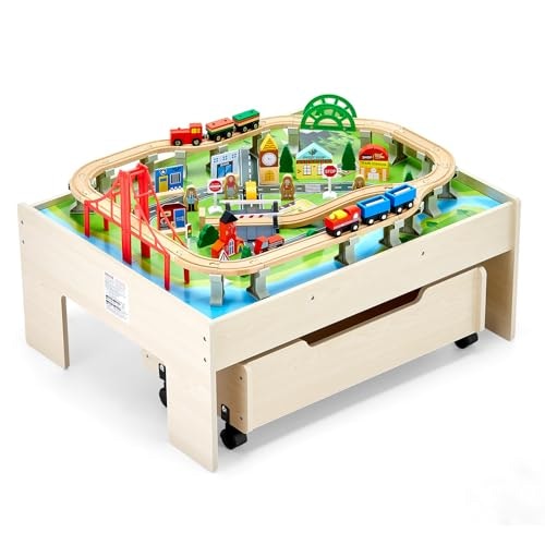 Vevor 100-Piece Wooden Train Activity Table: $80.90 Vevor 100-Piece Wooden Train Activity Table: $80.90