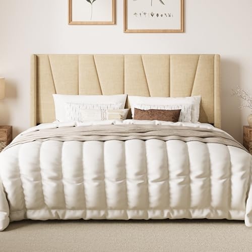 Sha Cerlin King Upholstered Bed Frame with Headboard: $230.39