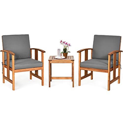 Tangkula 3-Piece Acacia Wood Patio Bistro Set: $189.99