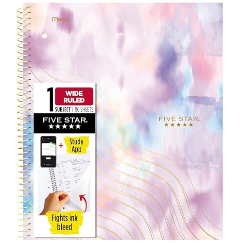 Five Star 1-Subject Wide Ruled Spiral Notebook: $3.32 Five Star 1-Subject Wide Ruled Spiral Notebook: $3.32