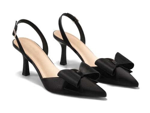 Coutgo Women's Satin Kitten Heel Slingback Pumps: $31.49