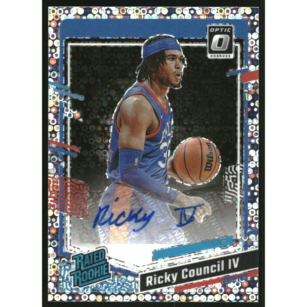 2023-24 Donruss Optic Fast Break Ricky Council IV Rookie Autograph Card: $18 2023-24 Donruss Optic Fast Break Ricky Council IV Rookie Autograph Card: $18