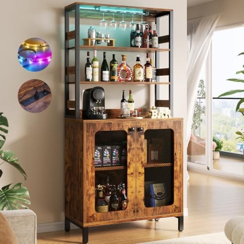 Aheaplus 67-inch Tall Bar Cabinet with Power Outlets: $139.96 Aheaplus 67-inch Tall Bar Cabinet with Power Outlets: $139.96