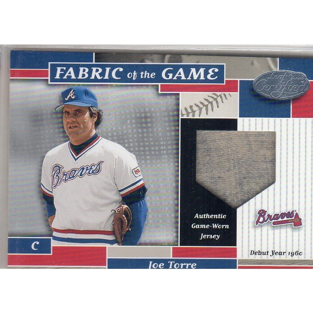 2002 Leaf Certified Fabric of the Game Joe Torre Card: $36 2002 Leaf Certified Fabric of the Game Joe Torre Card: $36