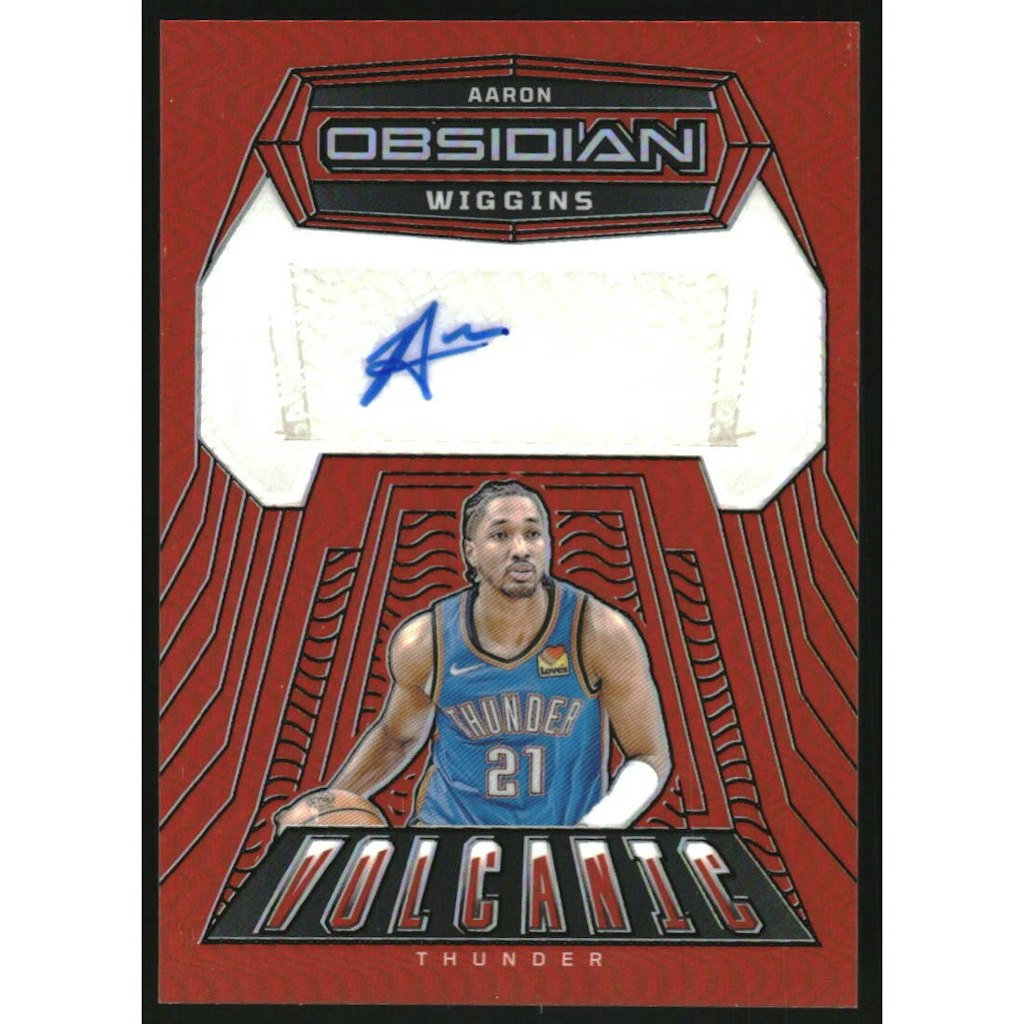 2023-24 Panini Obsidian Aaron Wiggins Volcanic Signatures Electric Etch Orange Flood Autograph Card: $13.50 2023-24 Panini Obsidian Aaron Wiggins Volcanic Signatures Electric Etch Orange Flood Autograph Card: $13.50