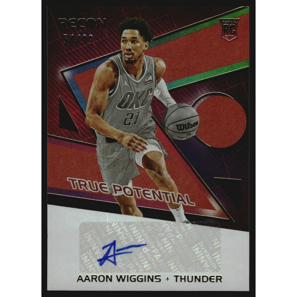 2021-22 Panini Recon Aaron Wiggins True Potential Signatures Red Auto /99: $17.50 2021-22 Panini Recon Aaron Wiggins True Potential Signatures Red Auto /99: $17.50