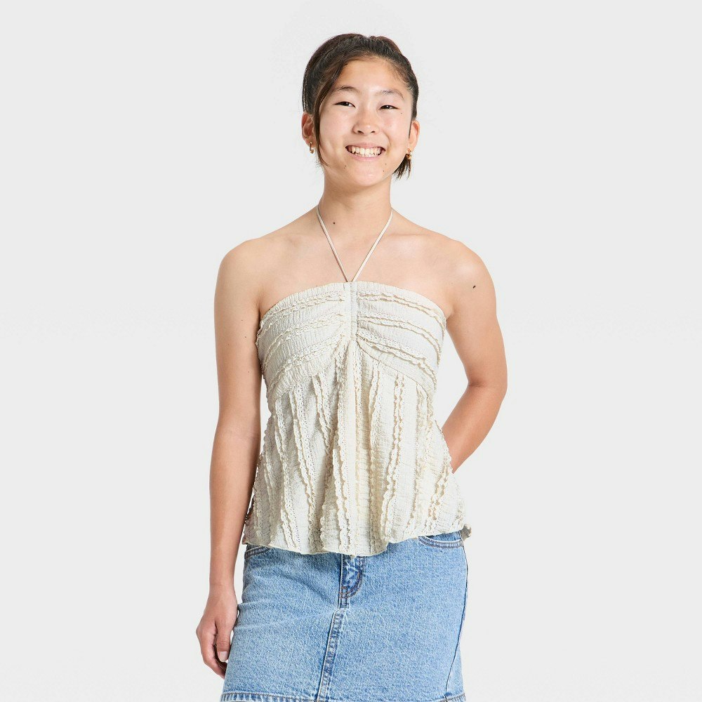 Girls' Strapless Textured Knit Babydoll Tank: $12 Girls' Strapless Textured Knit Babydoll Tank: $12