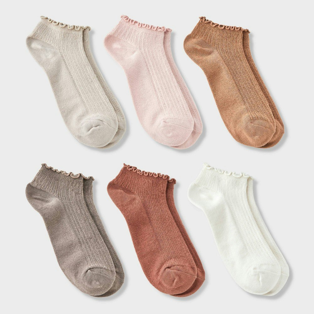 A New Day Women's Pointelle Lettuce Edge Low Cut Socks 6-Pack: $10