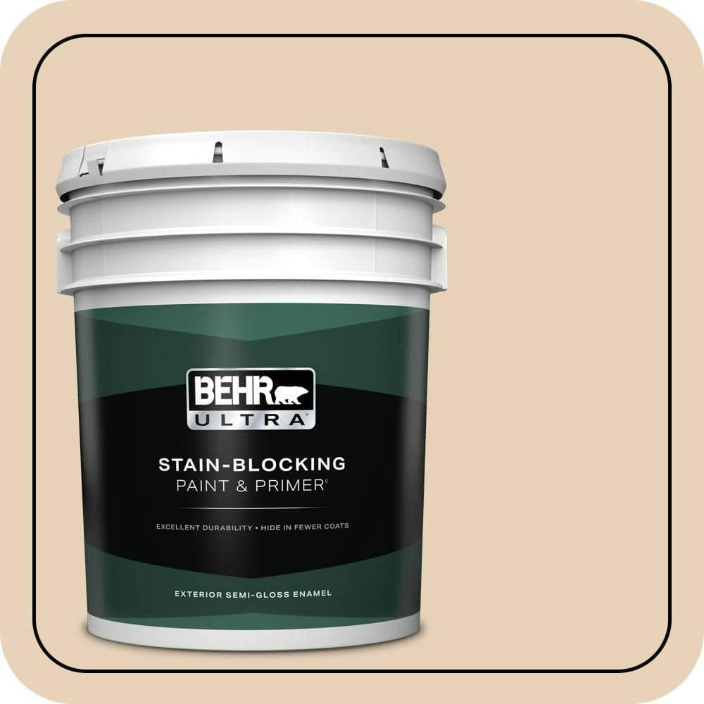 Behr 5-Gallon Spiced Beige Semi-Gloss Exterior Paint and Primer: $293 Behr 5-Gallon Spiced Beige Semi-Gloss Exterior Paint and Primer: $293