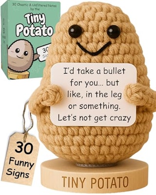 Tiny Potato Crochet Gift with 30 Sassy Messages for $12 + free shipping w/ Prime