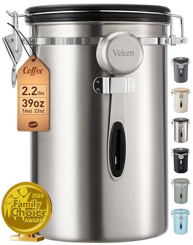 Veken 39-Ounce Stainless Steel Coffee Canister: $33.98 Veken 39-Ounce Stainless Steel Coffee Canister: $33.98
