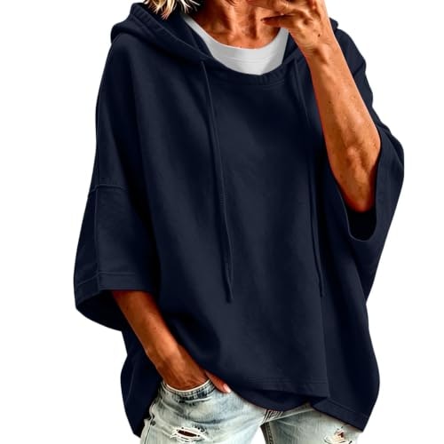 Paghcb Women's 3/4 Batwing Sleeve Lightweight Hooded Pullover: $10.99