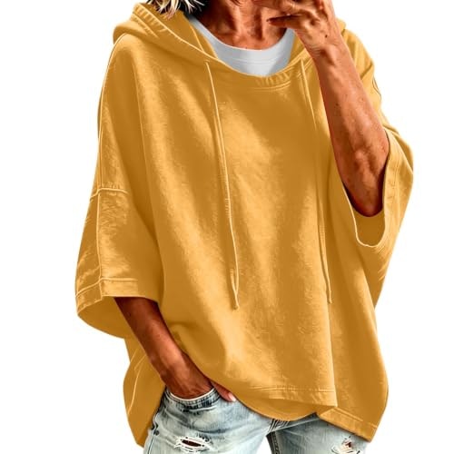 Paghcb Women's 3/4 Batwing Sleeve Lightweight Hooded Pullover: $10.99 Paghcb Women's 3/4 Batwing Sleeve Lightweight Hooded Pullover: $10.99