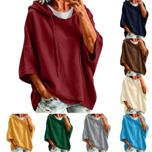 Paghcb Women's 3/4 Batwing Sleeve Lightweight Hooded Pullover: $10.99 Paghcb Women's 3/4 Batwing Sleeve Lightweight Hooded Pullover: $10.99