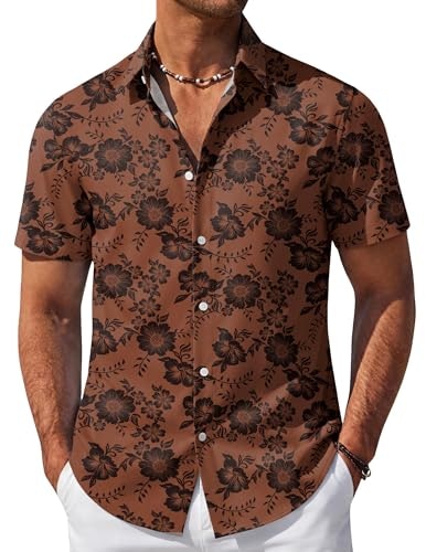 Coofandy Men's Tropical Short Sleeve Button-Down Shirt: $18.99