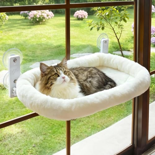 Amosijoy Cordless Cat Window Perch with Cushion: $32.01 Amosijoy Cordless Cat Window Perch with Cushion: $32.01