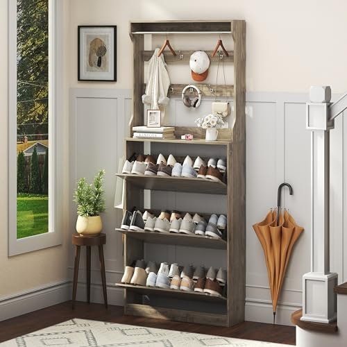 Shoe Cabinet and Hall Tree with 3 Flip Drawers: $127.49 Shoe Cabinet and Hall Tree with 3 Flip Drawers: $127.49